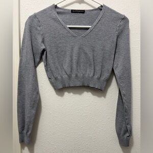 Brandy Melville Heather Gray V-Neck Crop Top